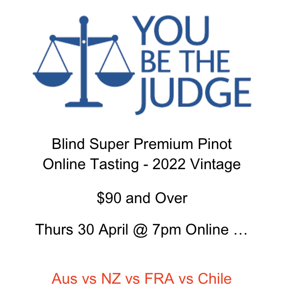 (image for) Blind Super Premium Pinot 2022 Tasting - Thurs 30 April - 4 Different Countries